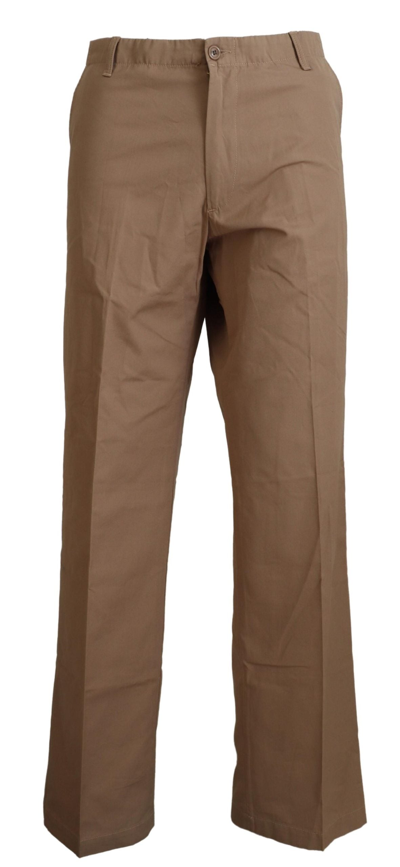 Gf Ferre' Brown Cotton Straight Fit Chinos  Trousers