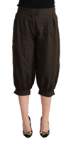 GF FERRE' BROWN VISCOSE CROPPED HAREM PANTS