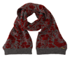 GF FERRE' RED GREY KNITTED WRAP WARMER S SHAWL SCARF