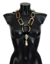 Dolce & Gabbana Gold Brass Sicily Crystal Robe Statement Necklace In Gold