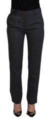 DOLCE & GABBANA GRAY STRIPES WOOL TAPERED WOMEN PANTS