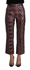 HOUSE OF HOLLAND MULTICOLOR FLORAL JACQUARD FLARED CROPPED PANTS