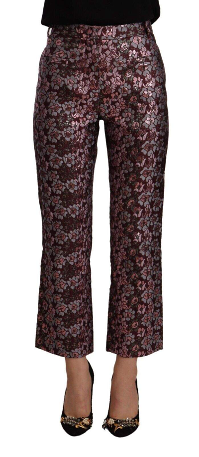 House Of Holland Multicolor Floral Jacquard Flared Cropped Pants