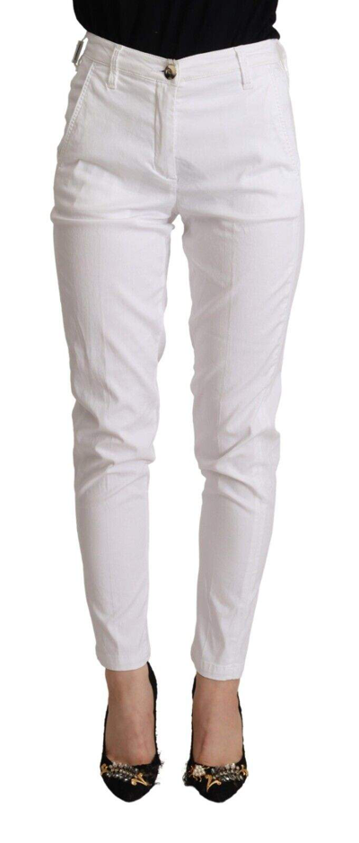 Jacob Cohen White Mid Waist Lyocell Skinny Cropped Trousers
