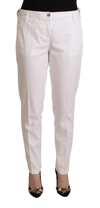 Jacob Cohen White Mid Waist Tapered Birgitte Pants In White