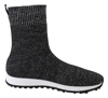 Jimmy Choo Black Silver Lurex Mix Norway Sneakers In Black | Silver