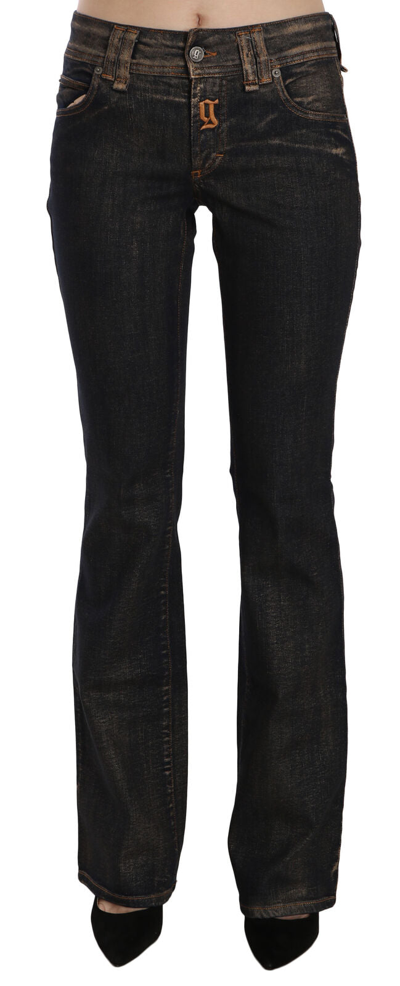 John Galliano Black Washed Mid Waist Flared Denim Trousers Cotton