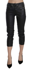 JOHN GALLIANO BLACK WASHED MID WAIST SLIM LEG CROPPED DENIM PANTS