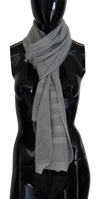 JOHN GALLIANO GRAY LOGO KNITTED NECK WRAP SHAWL FOULARD SCARF