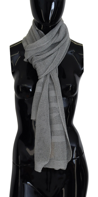 John Galliano Logo Knitted Neck Wrap Shawl Foulard Women's Scarf In Gray