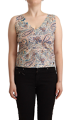 John Galliano Multicolor Cotton Sleeveless V-neck Tank Top In Multicolor