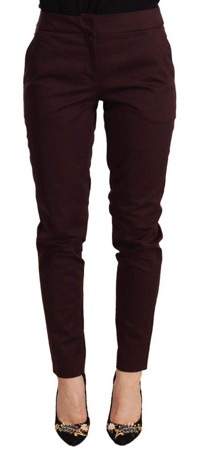 Just Cavalli Maroon Mid Waist Skinny  Trouser Trousers In Marrone