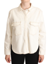 LEVI'S WHITE COTTON COLLARED LONG SLEEVES BUTTON DOWN POLO TOP