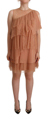 Liu •jo Liu Jo Pink Lace Sleeveless Mini Shift Layered Women's Dress In Pink