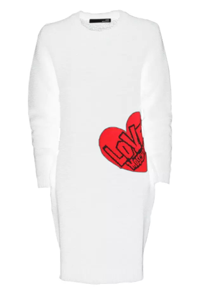 LOVE MOSCHINO WHITE WOOL DRESS