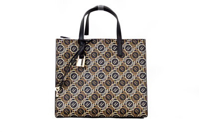 Marc Jacobs Mini Grind Signet Printed Leather Crossbody Tote Handbag Purse In Black