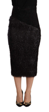 Masha Ma Black Tinsel High Waist Pencil Midi Viscose Skirt In Black