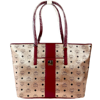 Mcm Champagne Gold Monogram Visetos Canvas Medium Tote Bag In Gold