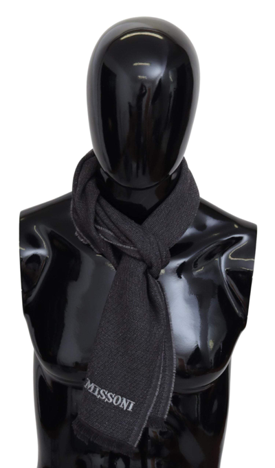 Missoni Black Wool Knit Unisex Neck Wrap Shawl Scarf