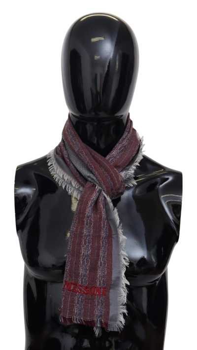 Missoni Multi Wool Striped Unisex Neck Wrap Shawl Men's Scarf In Multicolor