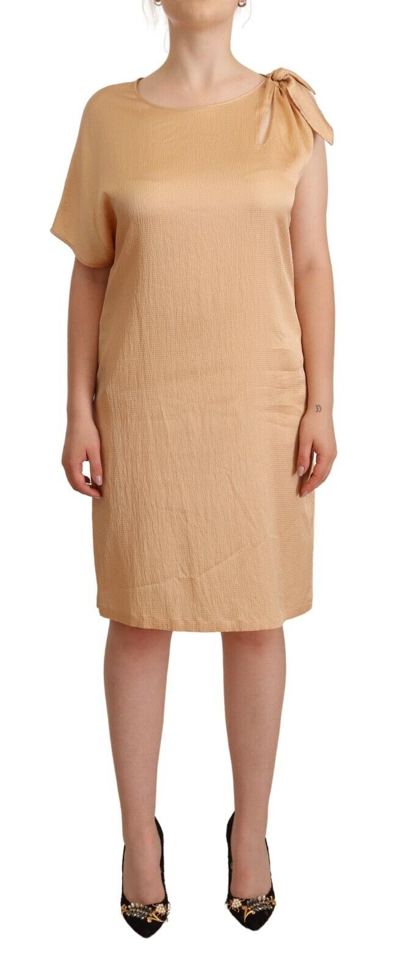 Moschino Elegant One-sleeve Beige Shift Dress