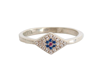 NIALAYA BLUE RED CZ 925 SILVER CLEAR RING