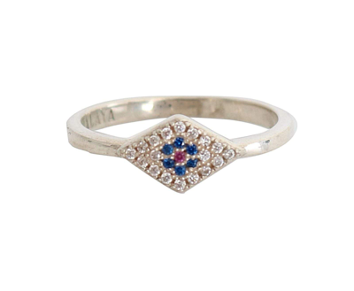 Nialaya Blue Red Cz 925 Silver Womens Clear Ring