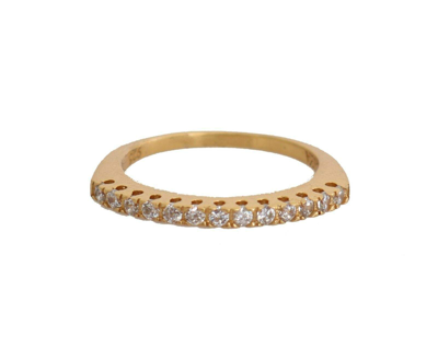 Nialaya Gold Authentic Womens Clear Cz Gold 925 Silver Ring