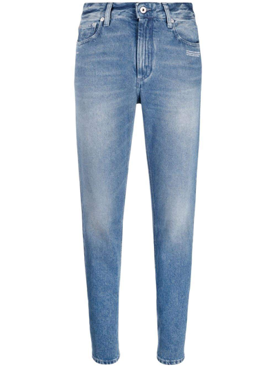 Off-white Off- Cotton Jeans & Women's Pant In Blue