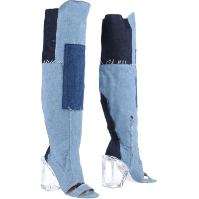 Off-white Off- Cotton Women's Boot In Light Blue