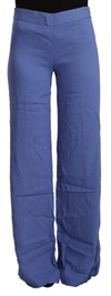 P.a.r.o.s.h Blue High Waist Viscose Straight Wide Leg Pants In Blue