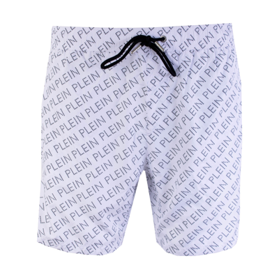 Philipp Plein Printed White Boxer Swim Short