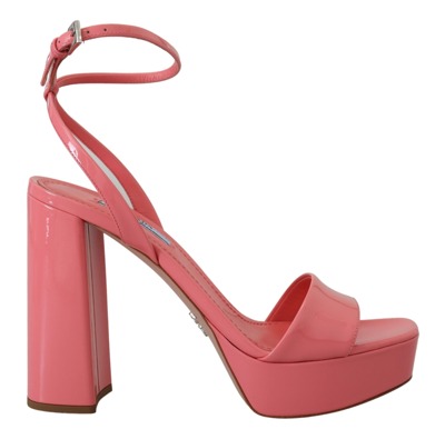 Prada Patent Women'ss Ankle Strap Heels Women's Sandal In Pink