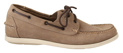 Pollini Beige Suede Low Top Mocassin Loafers Casual Men Shoes