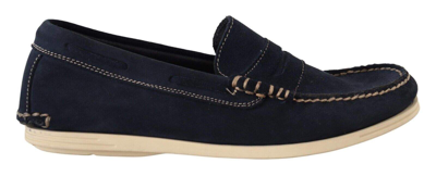 POLLINI BLUE SUEDE LOW TOP MOCASSIN LOAFERS