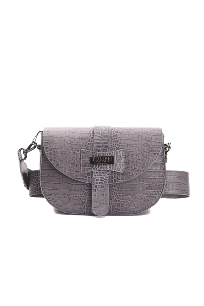 Pompei Donatella Elegant Crocodile-print Leather Crossbody Women's Bag In Gray