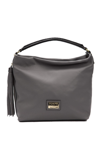 POMPEI DONATELLA GRAY LEATHER SHOULDER BAG