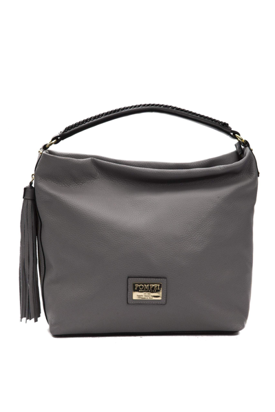 Pompei Donatella Chic Leather Shoulder Women's Bag In Grey
