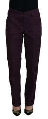 Bencivenga Purple Cotton Mid Waist Women Tapered Pants In Purple
