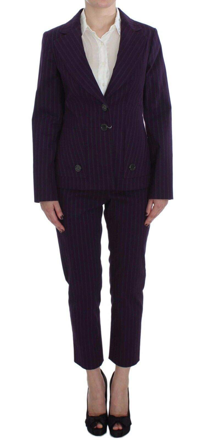 Bencivenga Purple Striped Stretch Coat Blazer Pants Suit