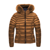 Refrigiwear Elegant Padded Down Jacket With Fur Hood In Brown