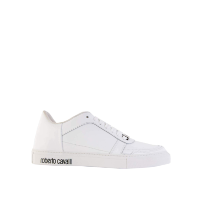 Roberto Cavalli Classic Logo Embossed Men's Sneakers In White