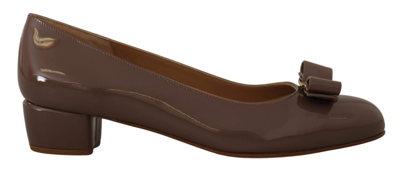 Ferragamo Brown Naplak Calf Leather Pumps