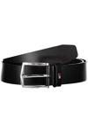 Tommy Hilfiger Denton Flag Logo Leather Belt In Black In Black