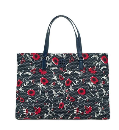 Tory Burch Medium Nylon Retro Batik Print Shoulder Tote Handbag In Red