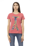 Trussardi Action Chic Fuchsia Short Sleeve Fashion Tee In Blue