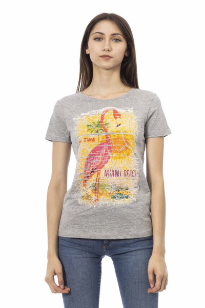 TRUSSARDI ACTION GRAY COTTON TOPS & T-SHIRT