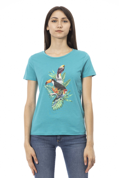 TRUSSARDI ACTION LIGHT-BLUE COTTON TOPS & T-SHIRT