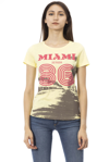 Trussardi Action Chic Yellow Short Sleeve Tee With Front Print In Yellow