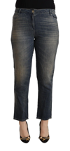 Twinset Blue Washed Cotton Cropped Capri  Denim Jeans In Blue